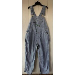 KEY Imperial Overalls Mens 42x32 Blue White Hickory Stripe Denim Bib Workwear